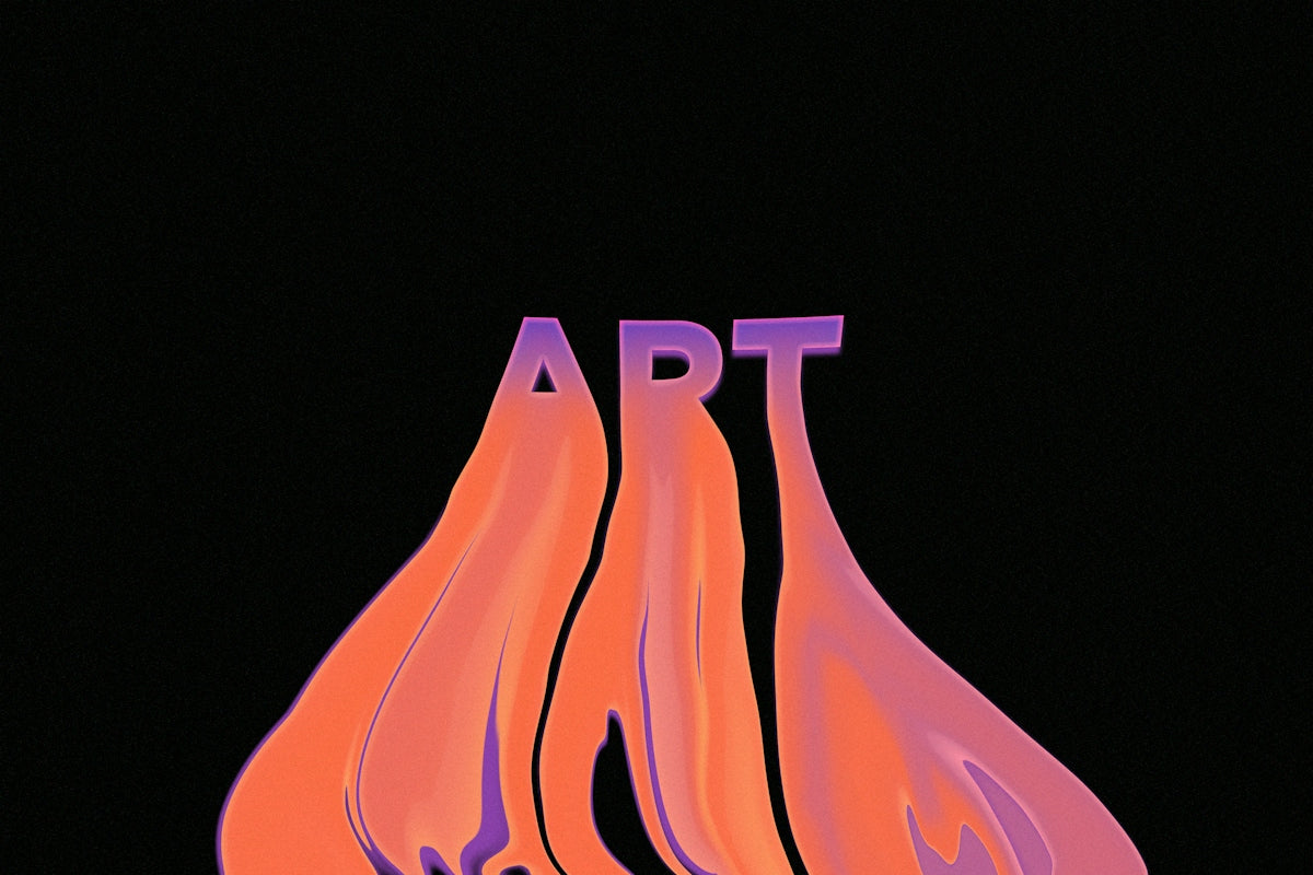 The word art rendered in melting, colorful letters