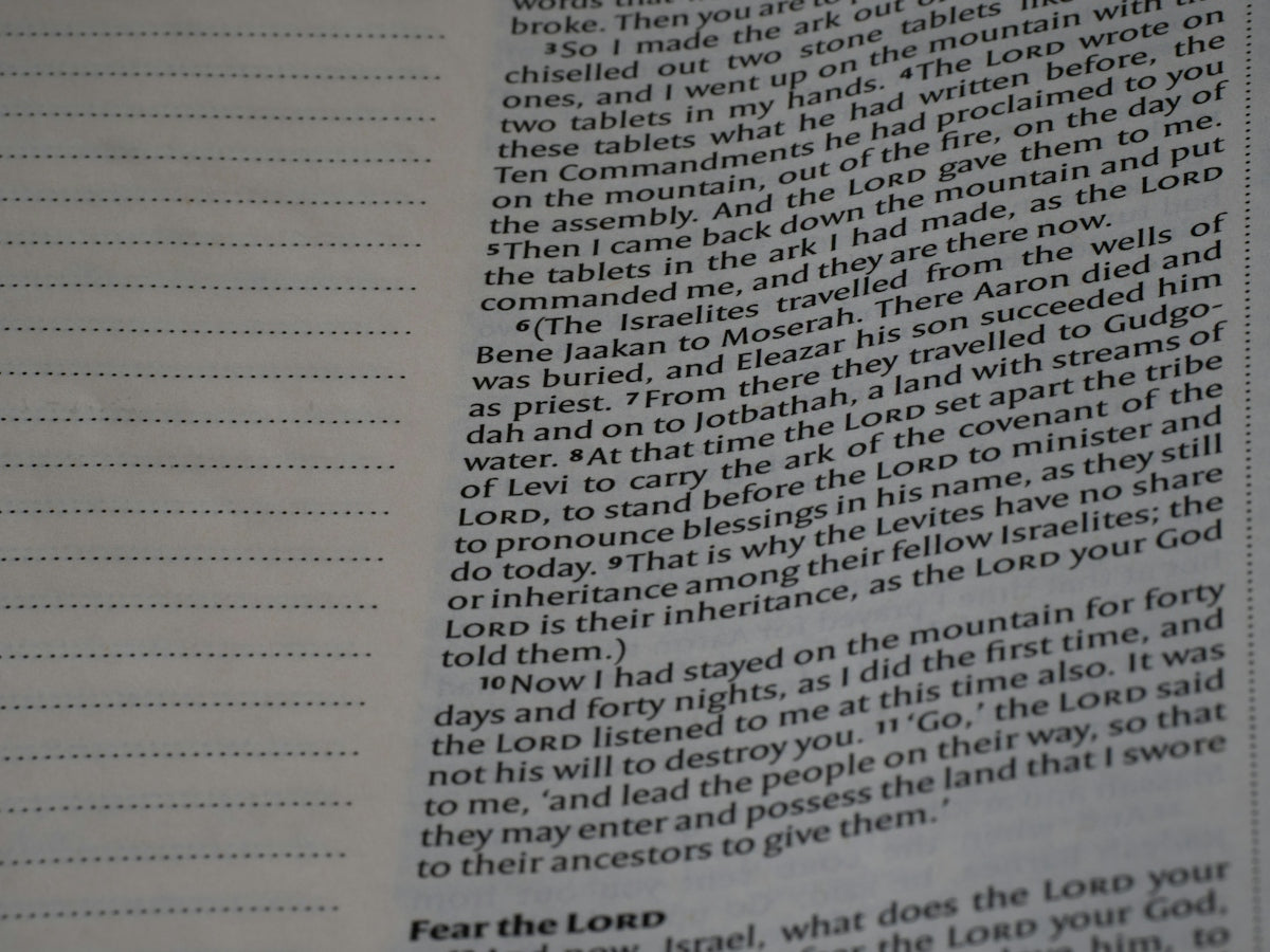 A page of printed text from a Bible with lined margins