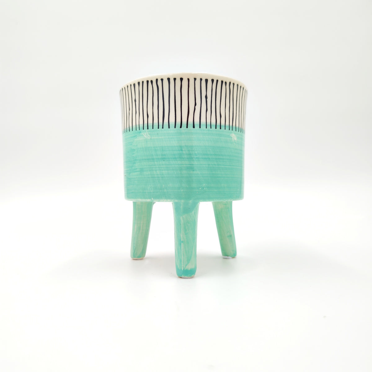 Cache Pot: Rayures vert d'eau monjungle
