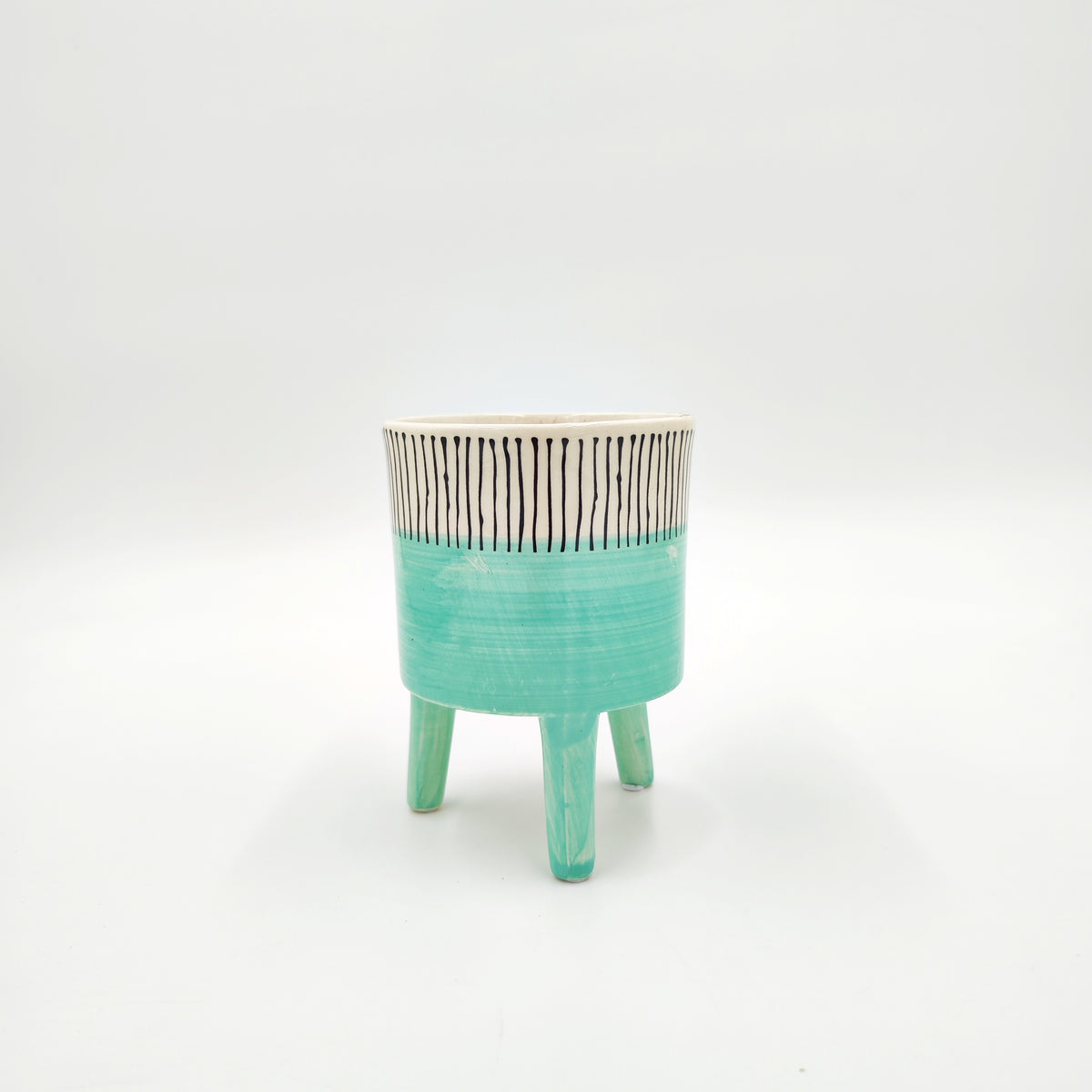 Cache Pot: Rayures vert d'eau monjungle