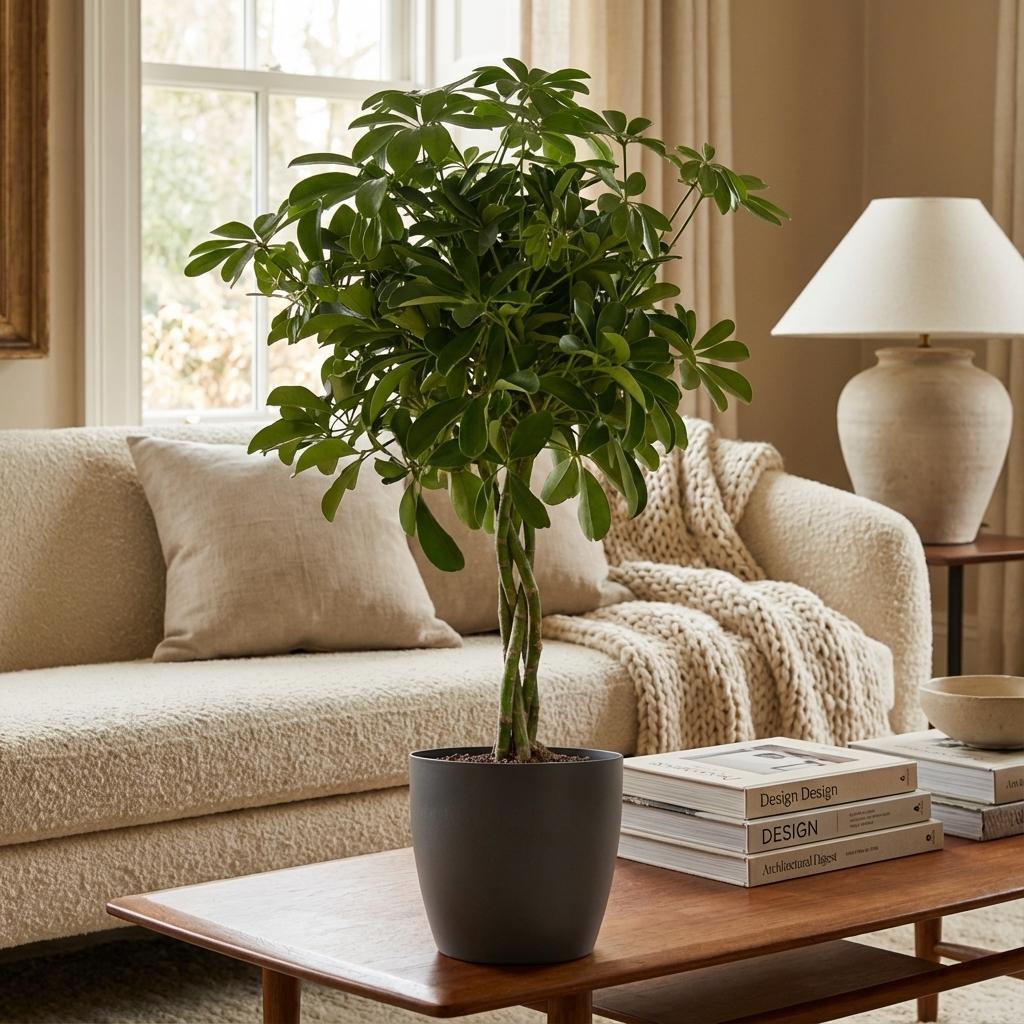 Schefflera Arab Nora avec cache pot grise - 70cm -XXL